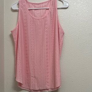 Pink Sleeveless Eyelet Top